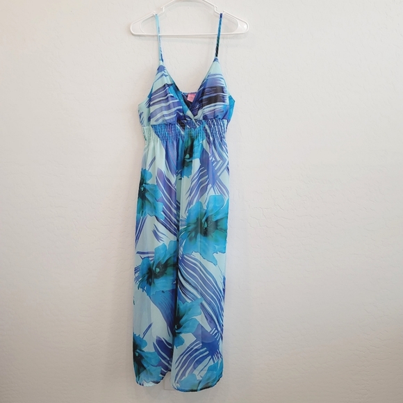 She's Cool Dresses & Skirts - 💕 She's Cool Blue Empire Waist Floral Maxi Dress XL